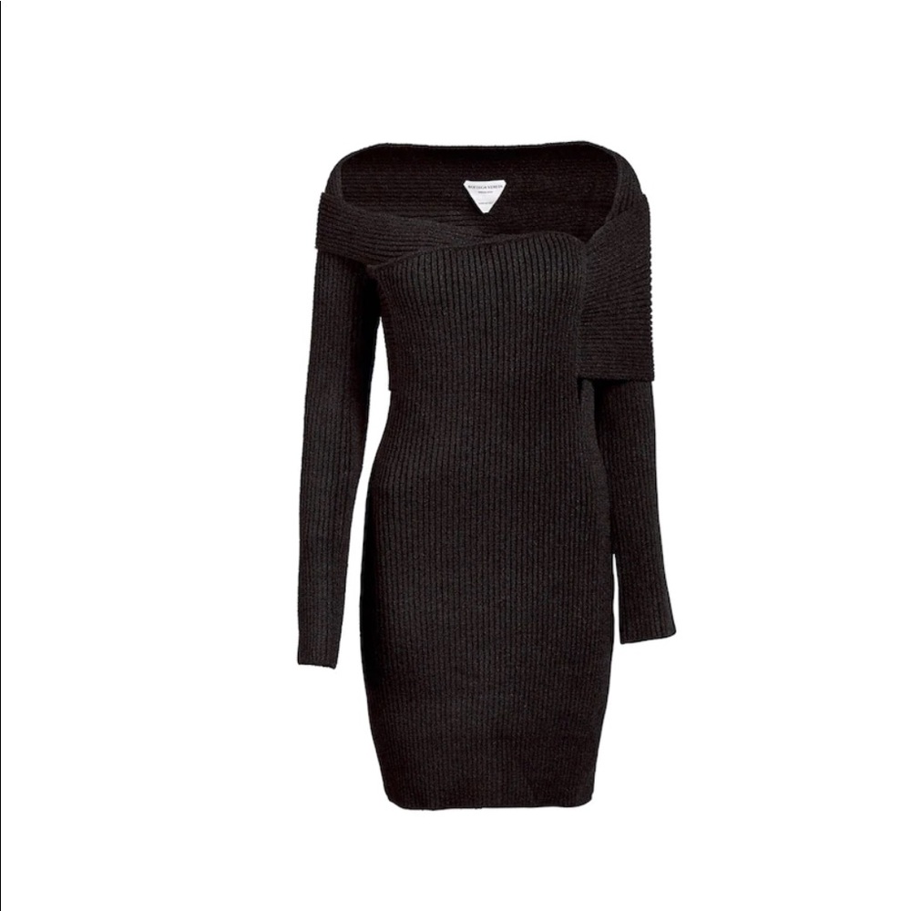 Bottega Veneta Rib Knit Dress in Charcoal Gray